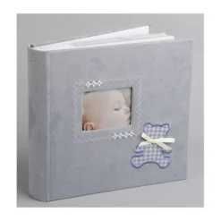 Album photo de naissance - 23 x 23 x 5 cm - Couleur Bleu Ciel