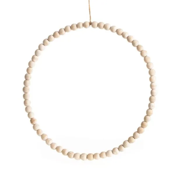Anneau de perles en bois à suspendre - 35,5 cm