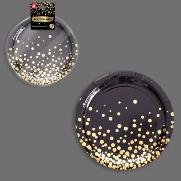 10 assiettes avec pois en carton - Diamètre 18 cm - Couleur au choix