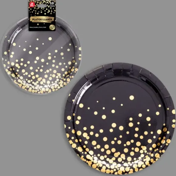 10 assiettes avec pois en carton - Diamètre 22,5 cm - Couleur au choix