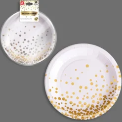 10 assiettes avec pois en carton - Diamètre 22,5 cm - Couleur au choix
