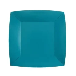 10 Assiettes Carrées Compostables Rainbow 18 cm - Couleur au choix