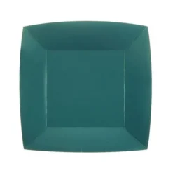 10 Assiettes Carrées Compostables Rainbow 18 cm - Couleur au choix