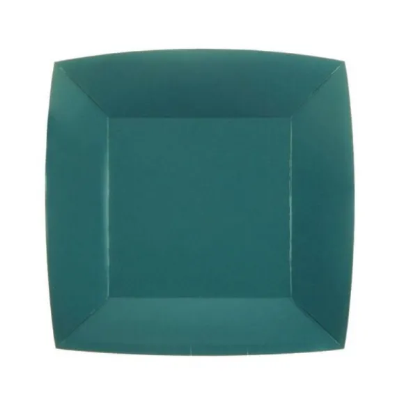 10 Assiettes Carrées Compostables Rainbow 18 cm - Couleur au choix