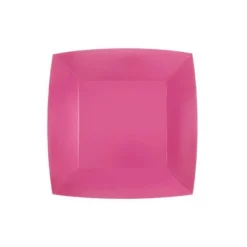 10 Assiettes Carrées Compostables Rainbow 18 cm - Couleur au choix