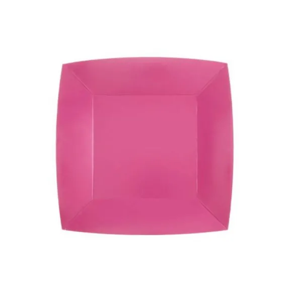 10 Assiettes Carrées Compostables Rainbow 18 cm - Couleur au choix
