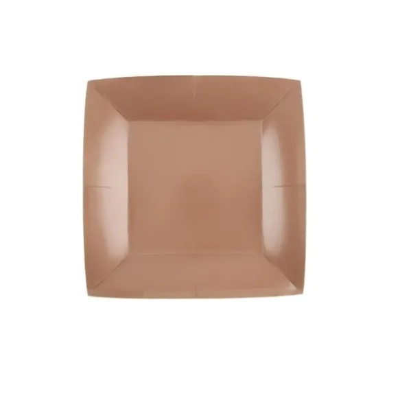 10 Assiettes Carrées Compostables Rainbow 18 cm - Couleur au choix