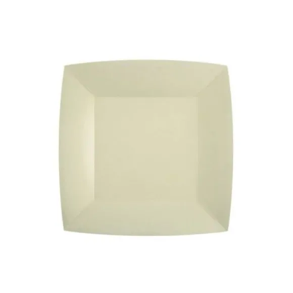 10 Assiettes Carrées Compostables Rainbow 18 cm - Couleur au choix
