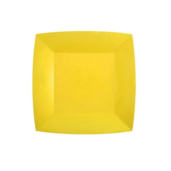 10 Assiettes Carrées Compostables Rainbow 18 cm - Couleur au choix