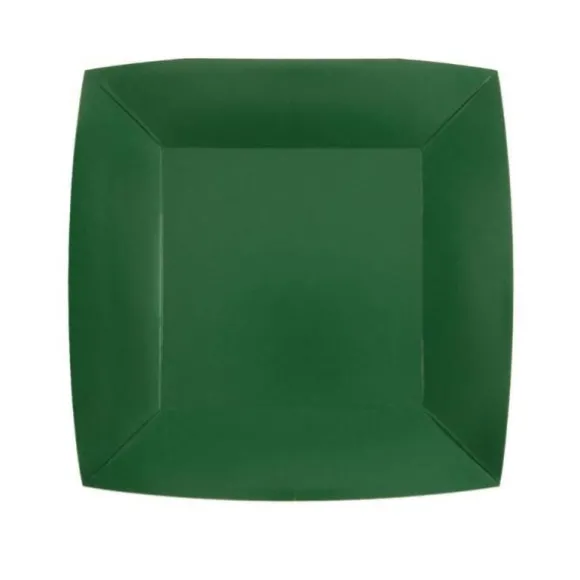 10 Assiettes Carrées Compostables Rainbow 18 cm - Couleur au choix