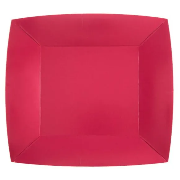 10 Assiettes Carrées Compostables Rainbow 18 cm - Couleur au choix