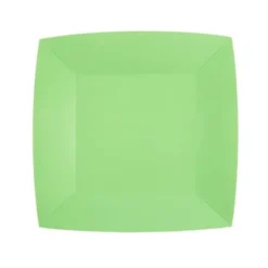 10 Assiettes Carrées Compostables Rainbow 23 cm - Couleur au choix
