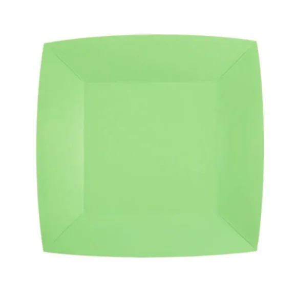 10 Assiettes Carrées Compostables Rainbow 23 cm - Couleur au choix