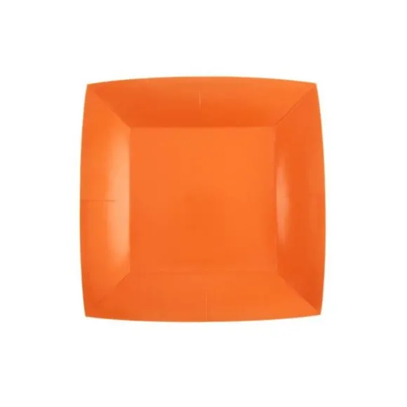10 Assiettes Carrées Compostables Rainbow 23 cm - Couleur au choix