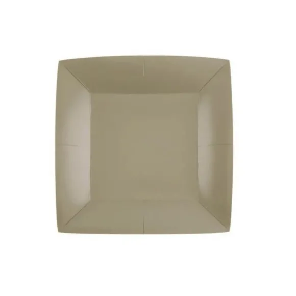 10 Assiettes Carrées Compostables Rainbow 23 cm - Couleur au choix