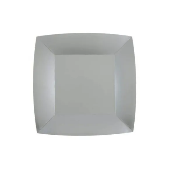 10 Assiettes Carrées Compostables Rainbow 23 cm - Couleur au choix
