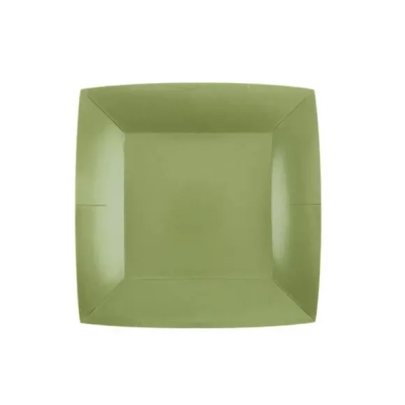 10 Assiettes Carrées Compostables Rainbow 23 cm - Couleur au choix