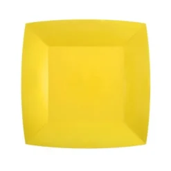 10 Assiettes Carrées Compostables Rainbow 23 cm - Couleur au choix