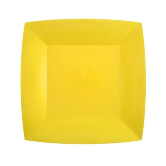 10 Assiettes Carrées Compostables Rainbow 23 cm - Couleur au choix