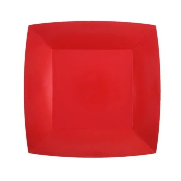 10 Assiettes Carrées Compostables Rainbow 23 cm - Couleur au choix