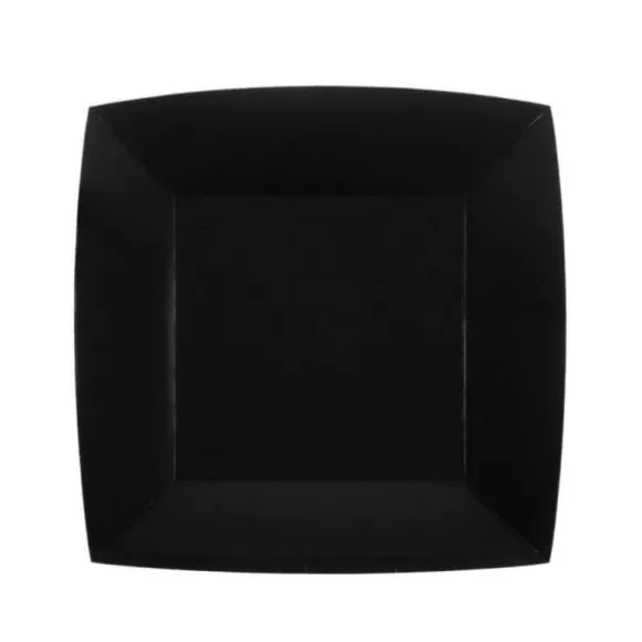 10 Assiettes Carrées Compostables Rainbow 23 cm - Couleur au choix