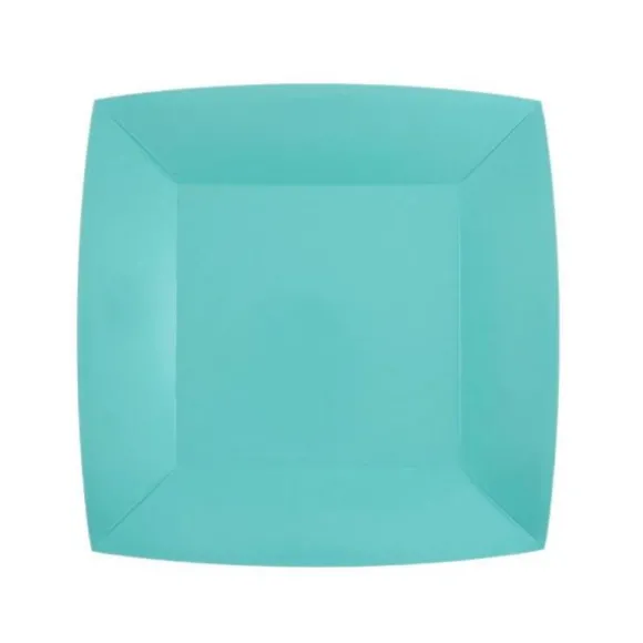 10 Assiettes Carrées Compostables Rainbow 23 cm - Couleur au choix