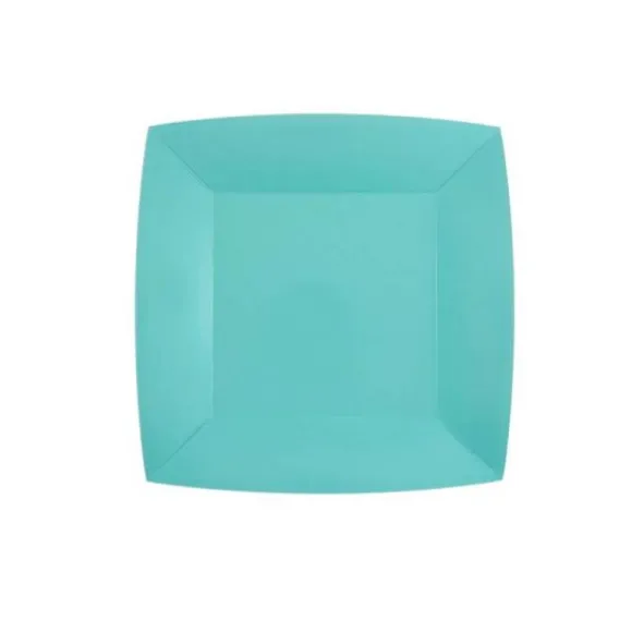 10 Assiettes Carrées Compostables Rainbow 23 cm - Couleur au choix