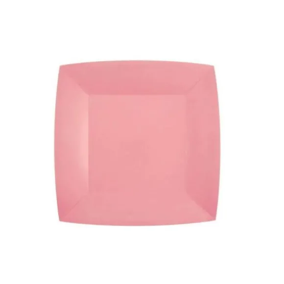 10 Assiettes Carrées Compostables Rainbow 23 cm - Couleur au choix