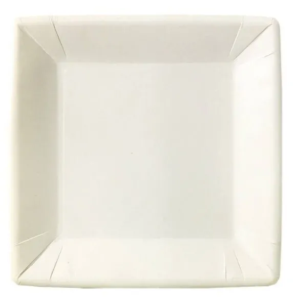 20 Assiettes carrées en carton - Blanc - 18 cm