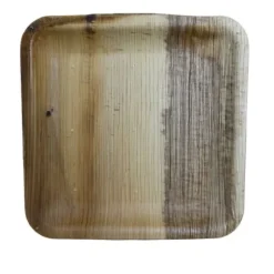 10 assiettes carrées en feuille de palmier - 15 x 15 cm