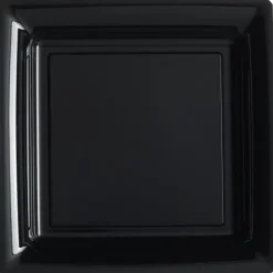12 Assiettes Carrées en Plastique - Noir