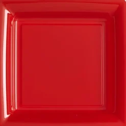 12 Assiettes Carrées en Plastique - Rouge