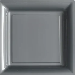 12 Assiettes Carrées en Plastique - Argent