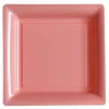 12 Assiettes Carrées en Plastique - Rose Pâle