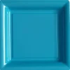 12 Assiettes Cocktail Carrée en Plastique - Turquoise
