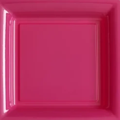 12 Assiettes Cocktail Carrée en Plastique - Fuchsia