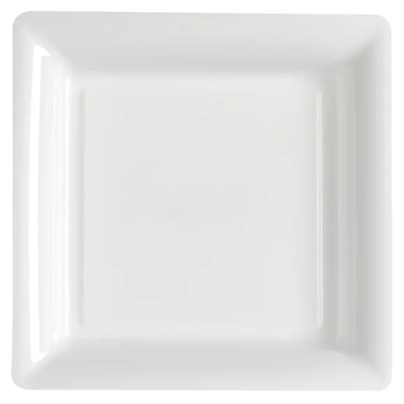 12 Assiettes Cocktail Carrée en Plastique - Blanc