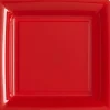 12 Assiettes Cocktail Carrée en Plastique - Rouge