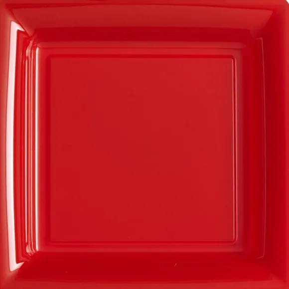 12 Assiettes Cocktail Carrée en Plastique - Rouge