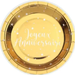 10 assiettes dorées 