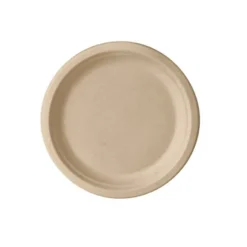 50 Assiettes en Canne à Sucre - Naturel - Pure - 23 cm