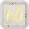 10 Assiettes en Carton Anniversaire - Blanc et Or - 60 ans