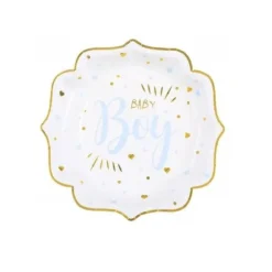10 Assiettes en carton - Baby shower métal - Couleur au choix