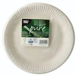 25 Assiettes en Carton - 23 cm - Blanc - "Pure"