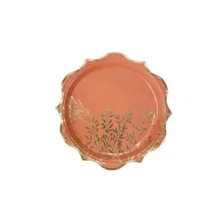 8 Assiettes en carton - Collection Jolis Brins - Terracotta et Or