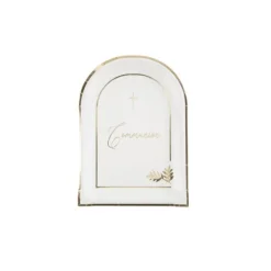 8 Assiettes en carton - Collection Communion Pureté Blanc et Or