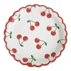 8 assiettes en carton - Diamètre 18 cm - Collection Cherry