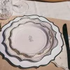8 assiettes en carton - Diamètre 18 cm - Collection Communion Effet Lin et Or