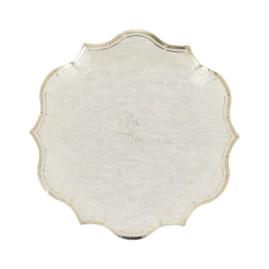 8 assiettes en carton - Diamètre 23 cm - Collection Communion Effet Lin et Or