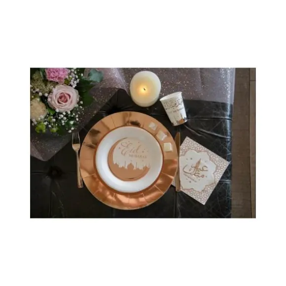 10 Assiettes en carton Eid Mubarak - Rose Gold